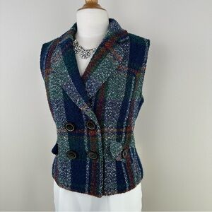 CAbi JoyFall Me Tweed Plaid Wool Vest #908 Sz L